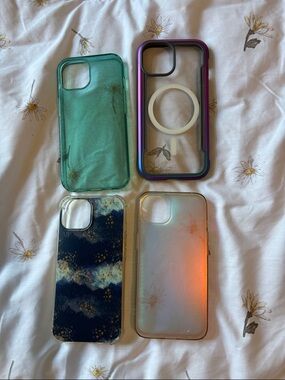 Clear & Colored iPhone Case Bundle - Green, Blue, Iridescent, Black